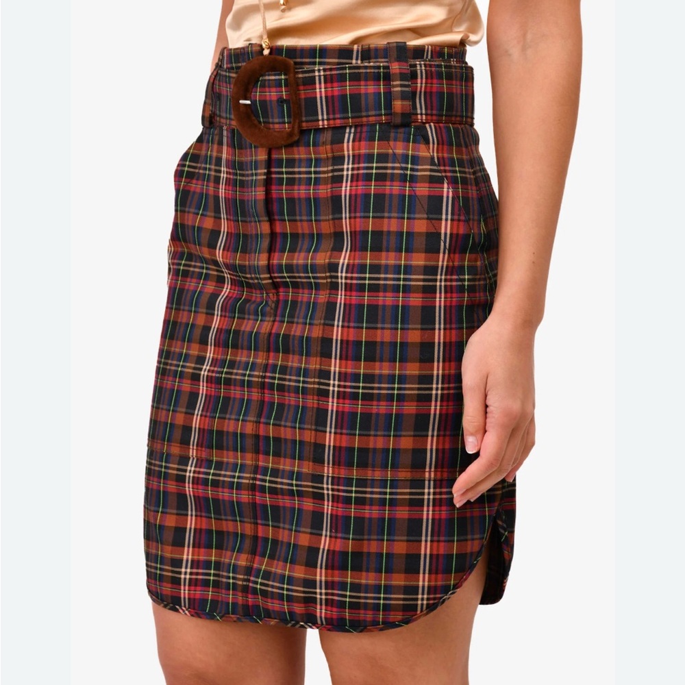 Sandro tartan high waisted mini skirt